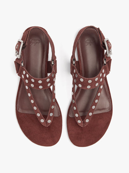 Flat Leather Sandals With Studs