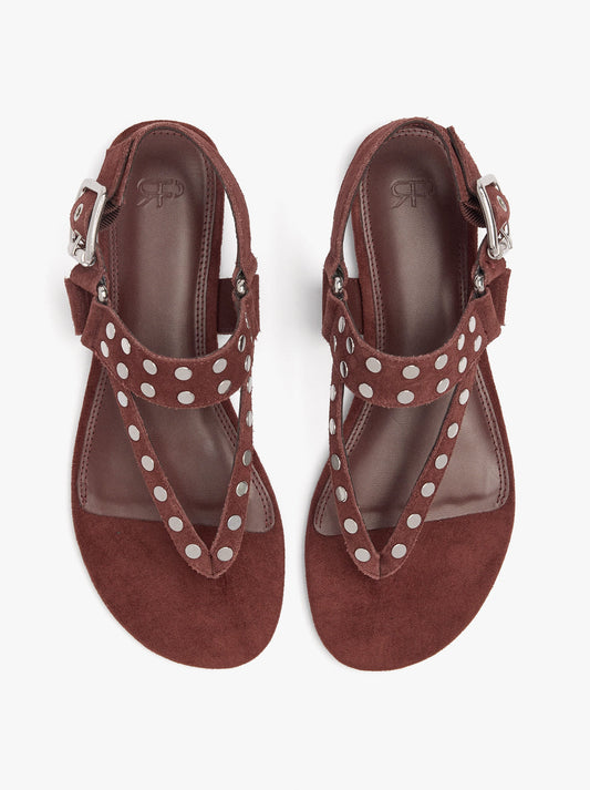 Flat Leather Sandals With Studs