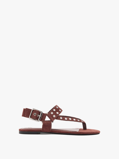 Flat Leather Sandals With Studs