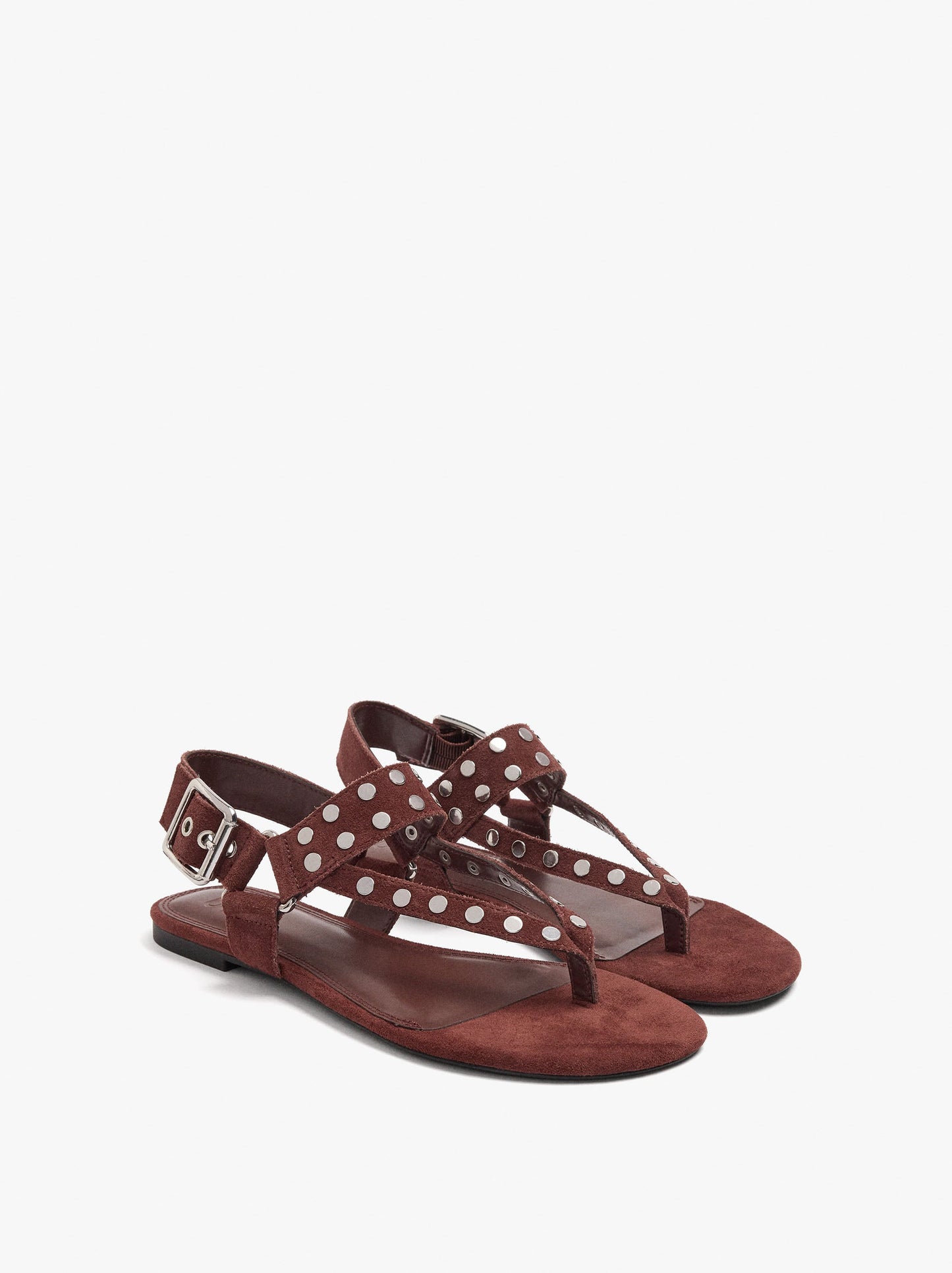 Flat Leather Sandals With Studs