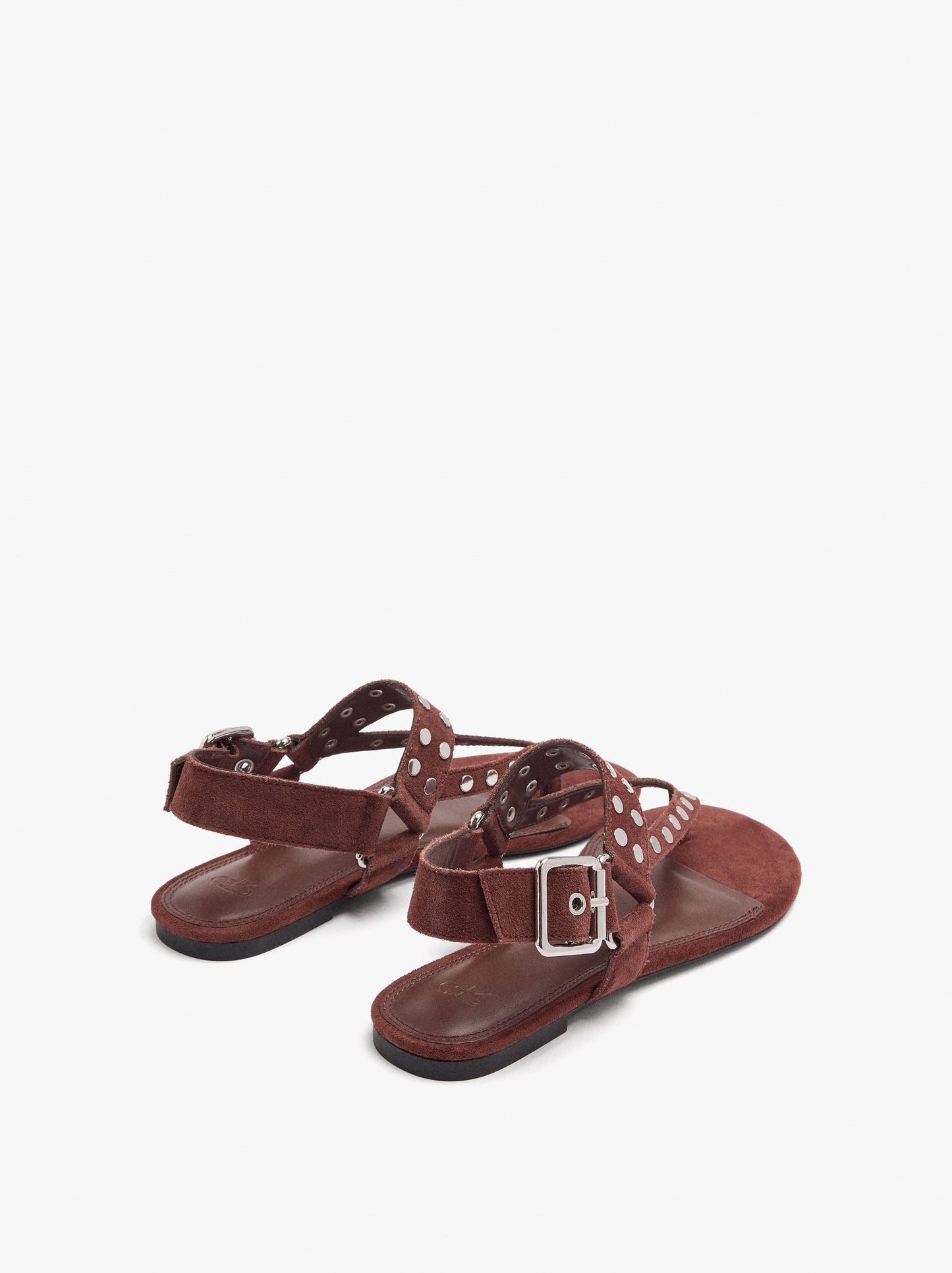 Flat Leather Sandals With Studs