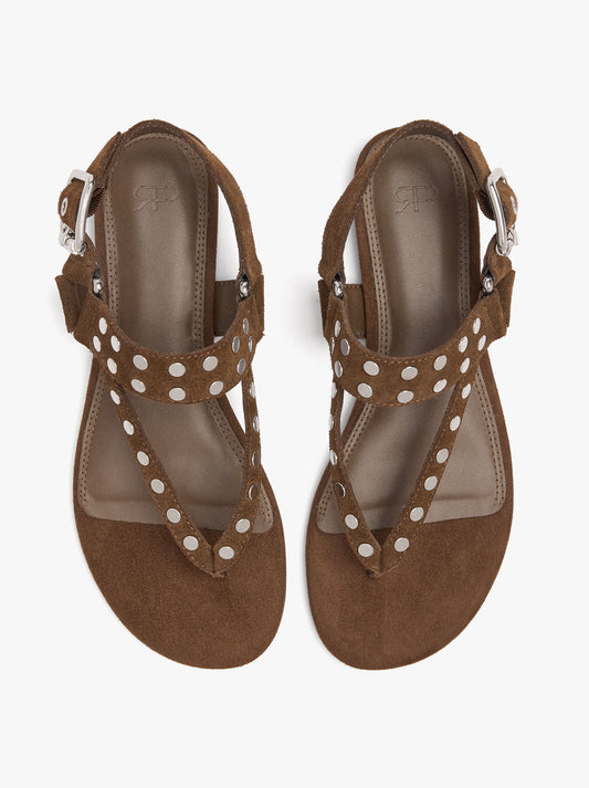 Flat Leather Sandals With Studs