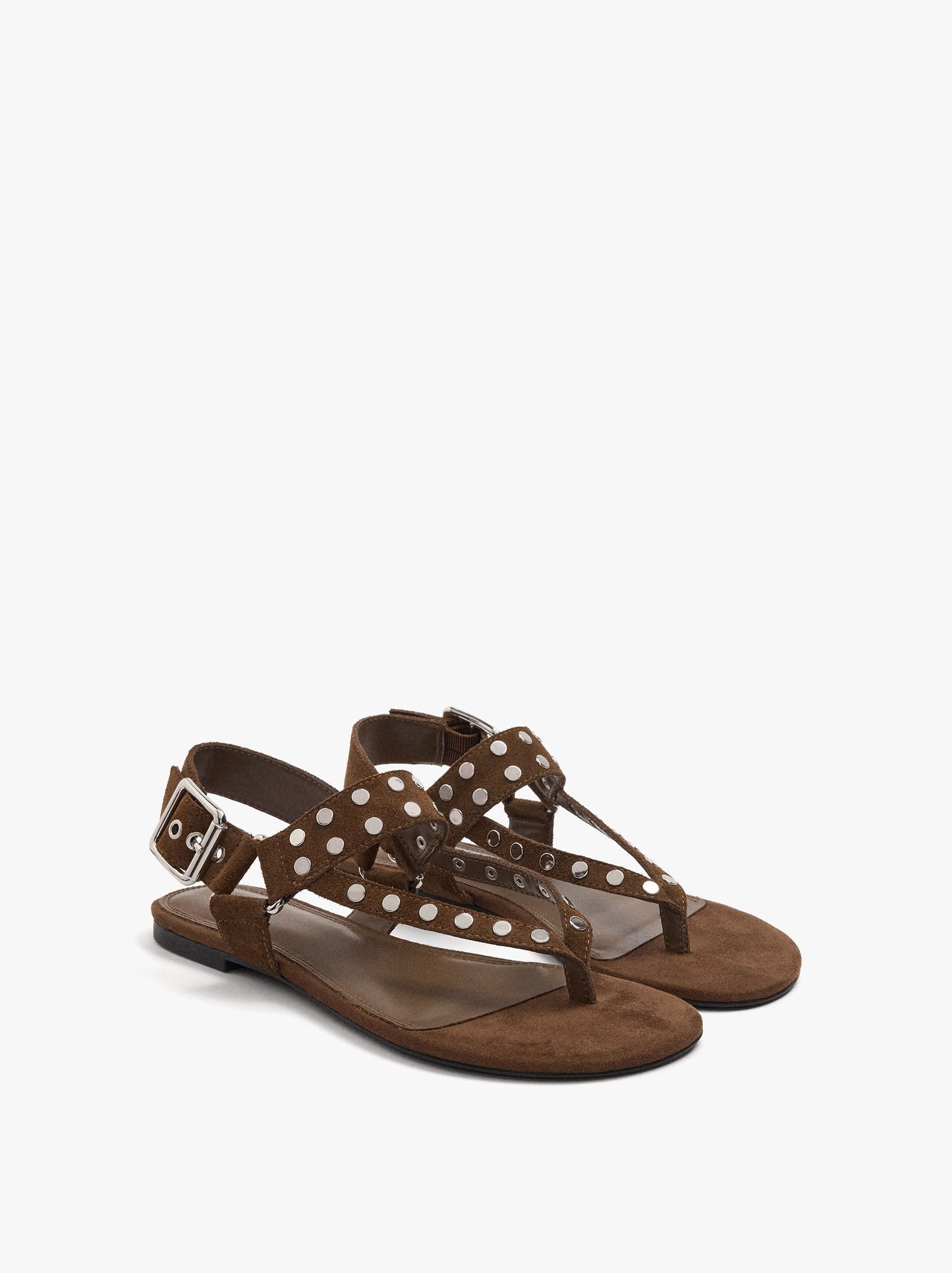 Flat Leather Sandals With Studs