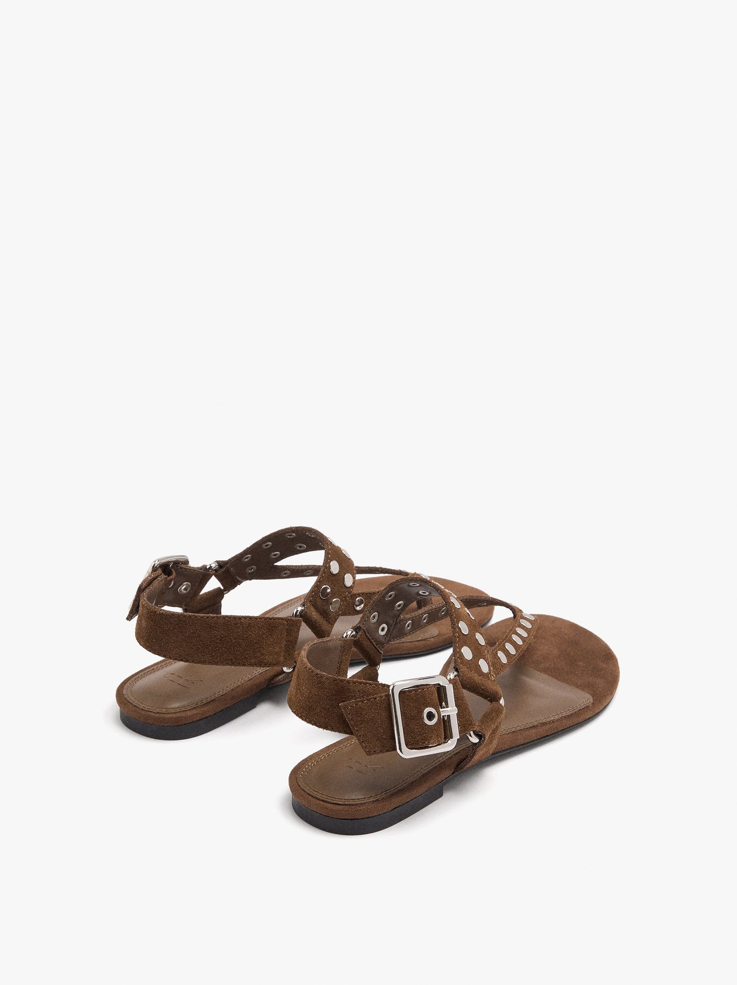 Flat Leather Sandals With Studs