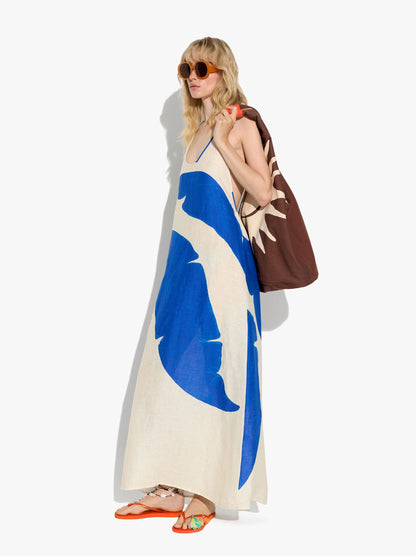 Printed Halter Dress 100% Linen