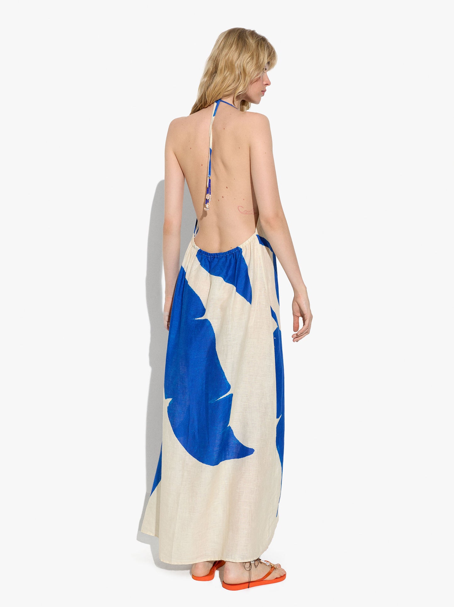 Printed Halter Dress 100% Linen
