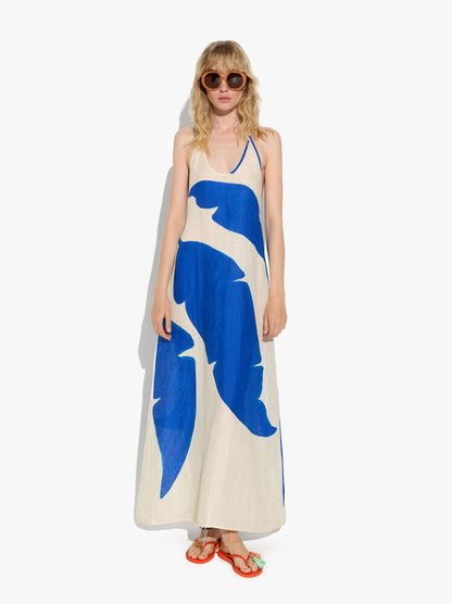 Printed Halter Dress 100% Linen