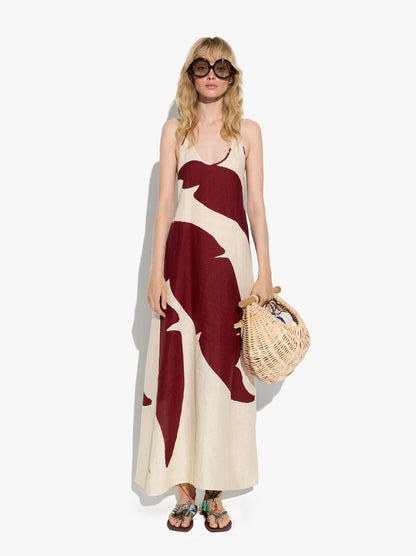 Printed Halter Dress 100% Linen