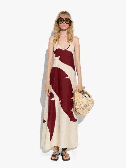 Printed Halter Dress 100% Linen