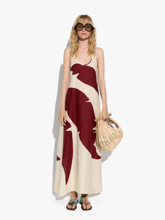 Printed Halter Dress 100% Linen
