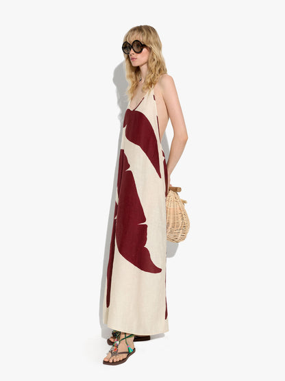 Printed Halter Dress 100% Linen