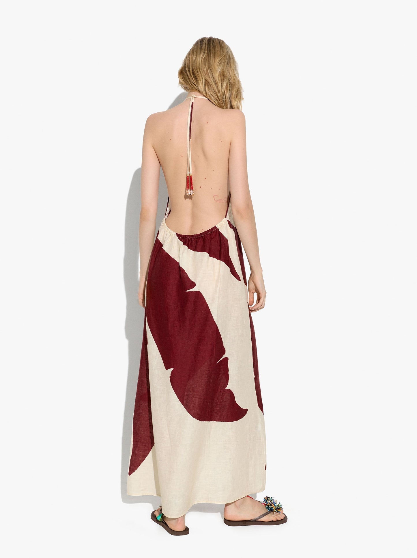 Printed Halter Dress 100% Linen