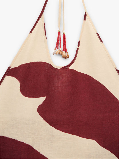 Printed Halter Dress 100% Linen
