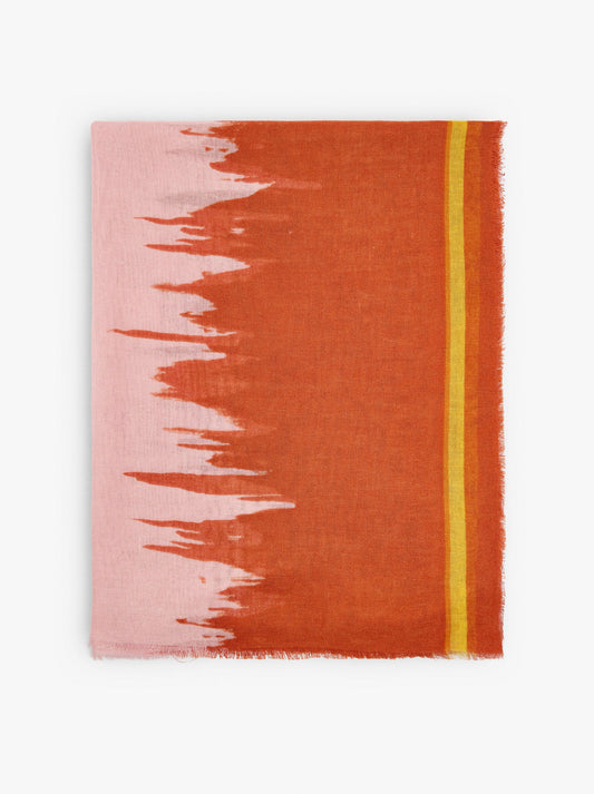 Printed Scarf With Linen Blend