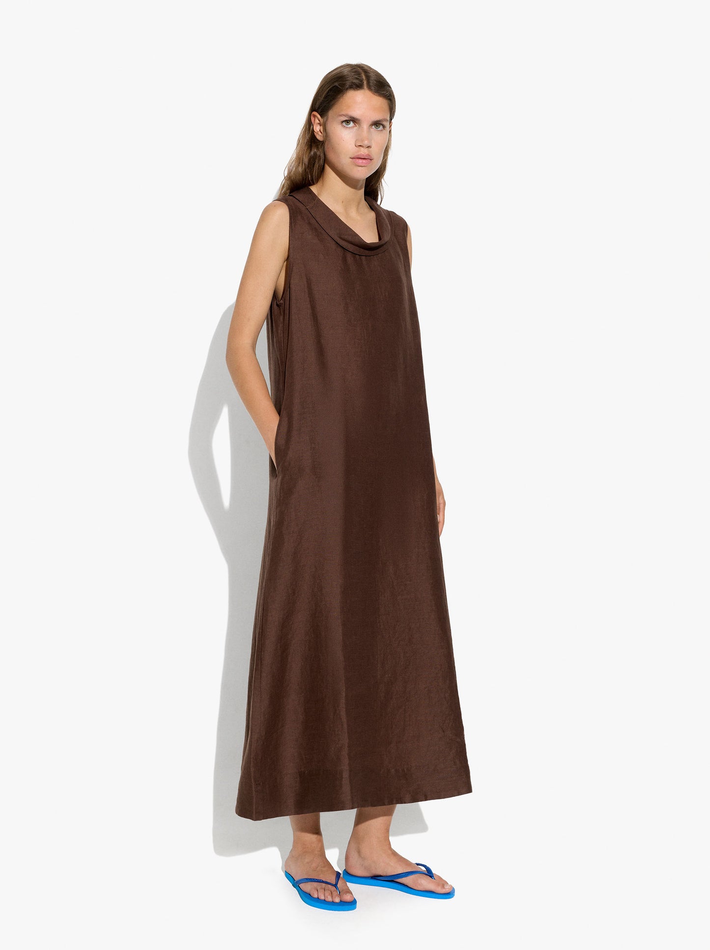 Plain Long Dress 100% Linen