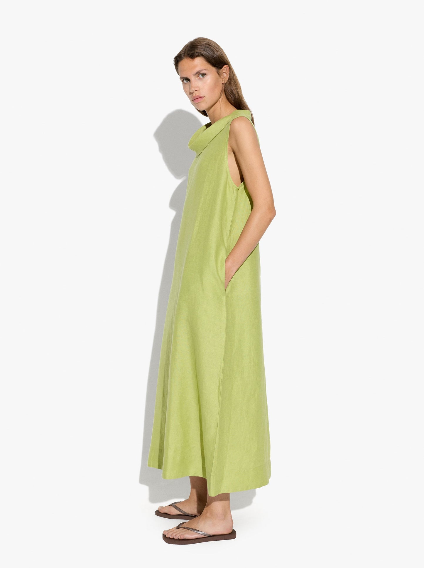 Plain Long Dress 100% Linen