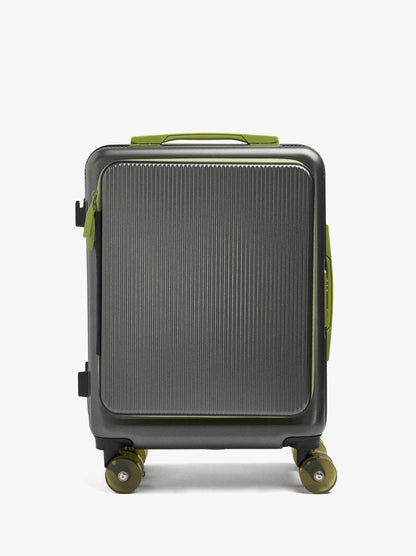 Striped Travel Suitcase With Cup Holder