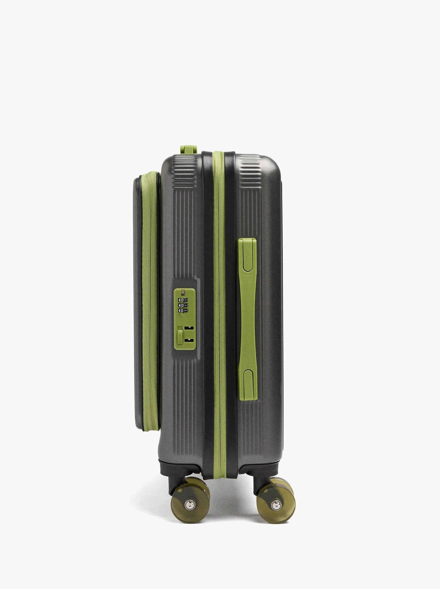 Striped Travel Suitcase With Cup Holder