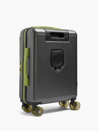 Striped Travel Suitcase With Cup Holder