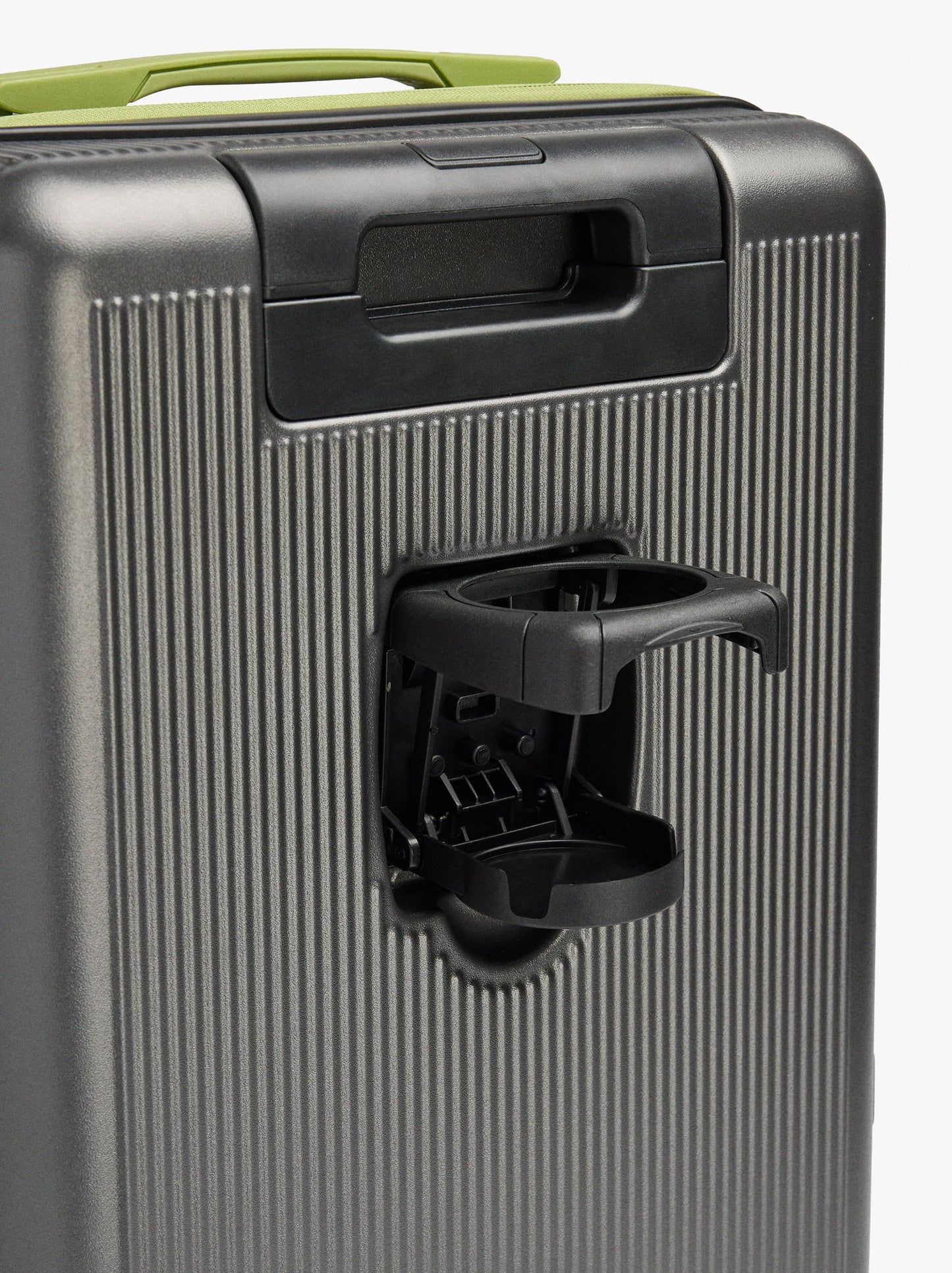Striped Travel Suitcase With Cup Holder