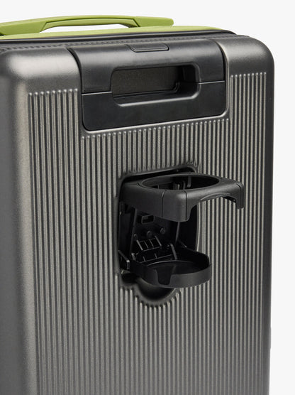 Striped Travel Suitcase With Cup Holder