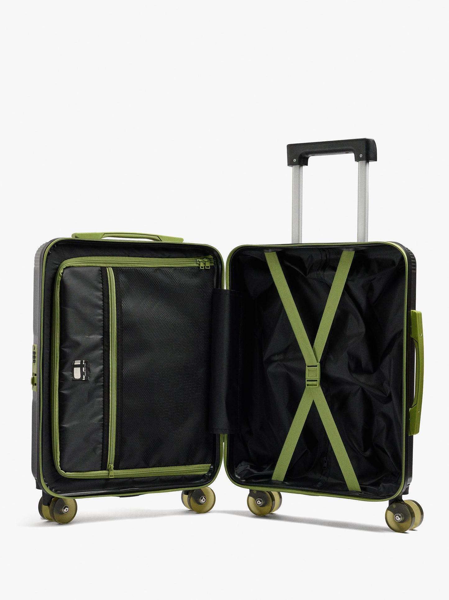 Striped Travel Suitcase With Cup Holder