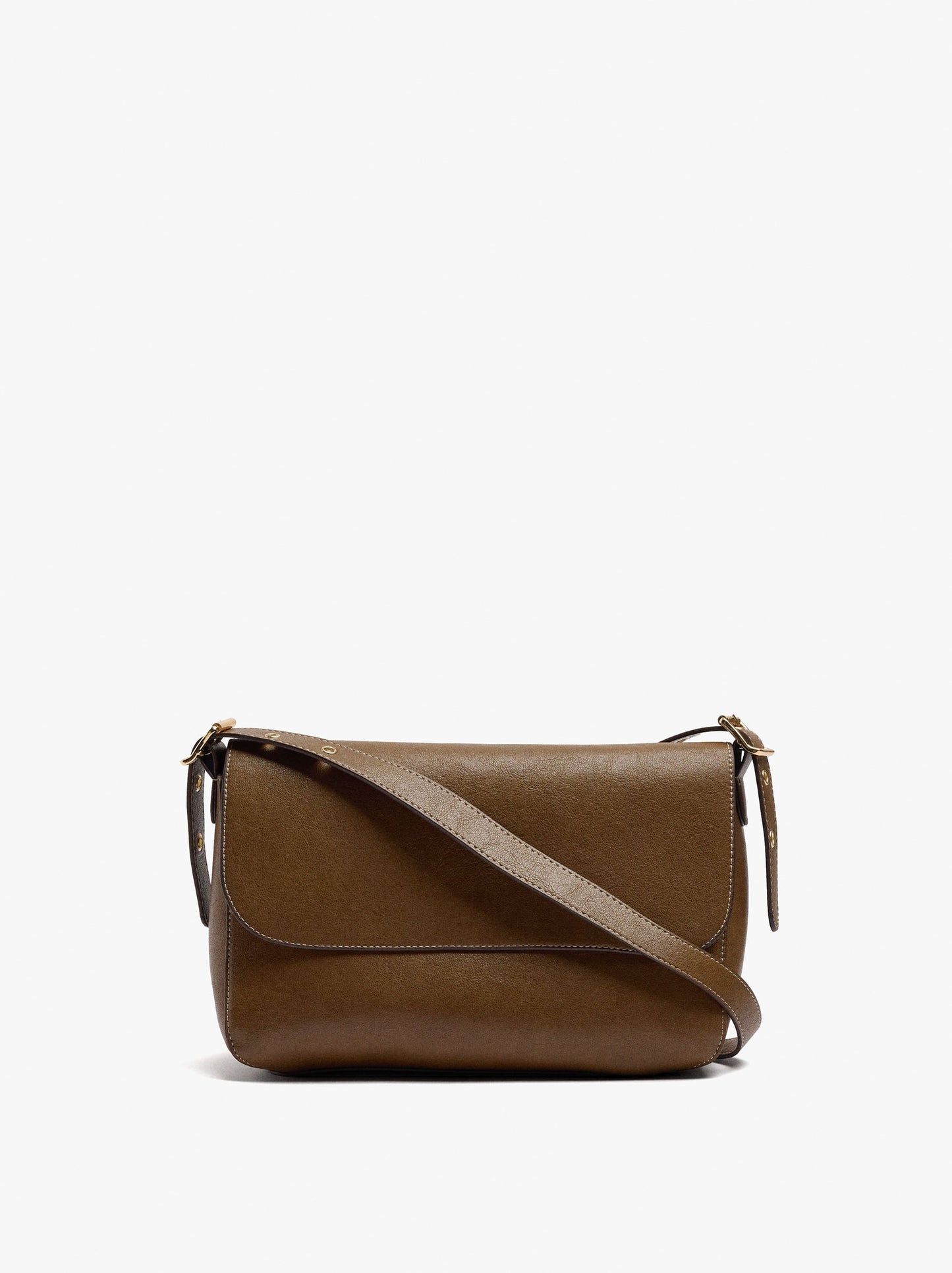 Plain Crossbody Bag With Flap And Inner Pouch