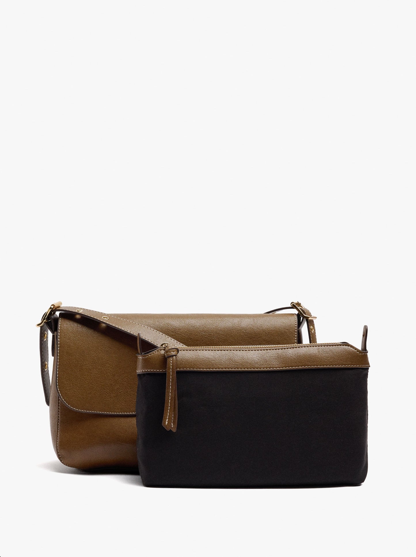 Plain Crossbody Bag With Flap And Inner Pouch