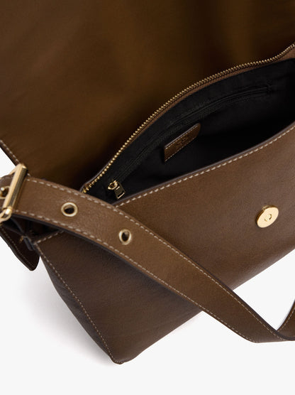 Plain Crossbody Bag With Flap And Inner Pouch