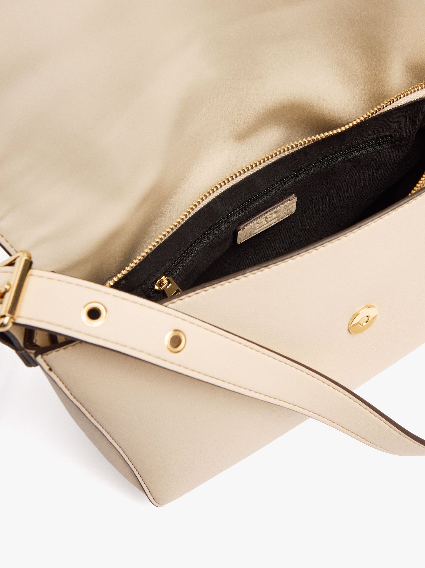 Plain Crossbody Bag With Flap And Inner Pouch