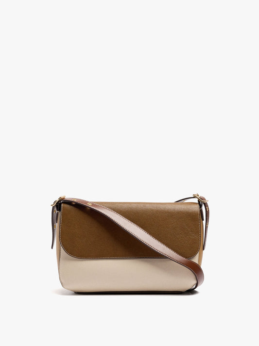 Color Block Crossbody Bag With Flap And Inner Pouch