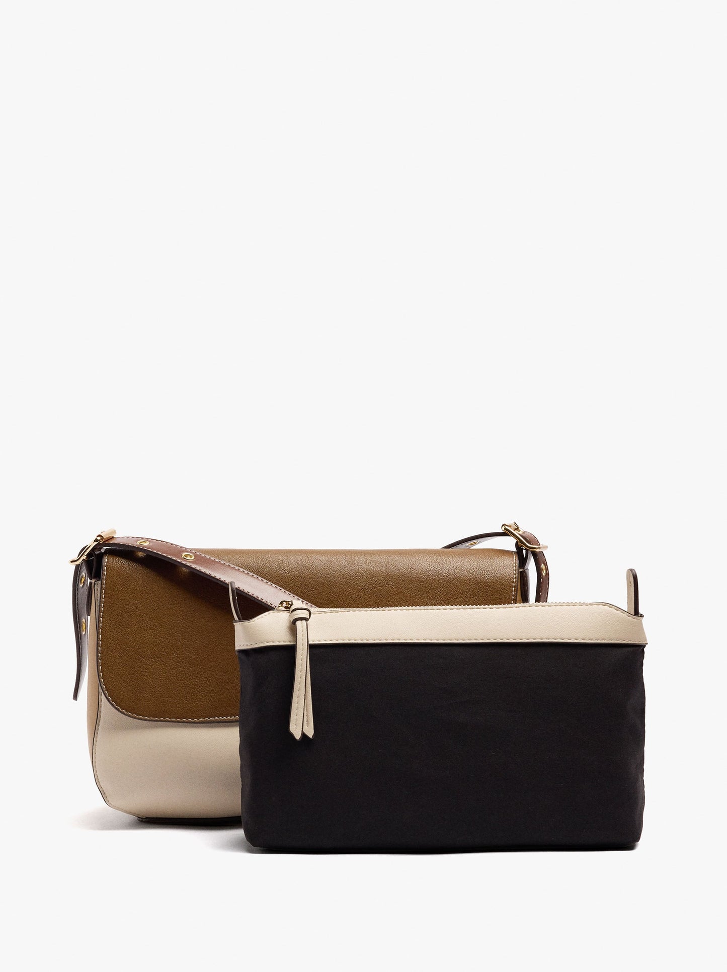 Color Block Crossbody Bag With Flap And Inner Pouch