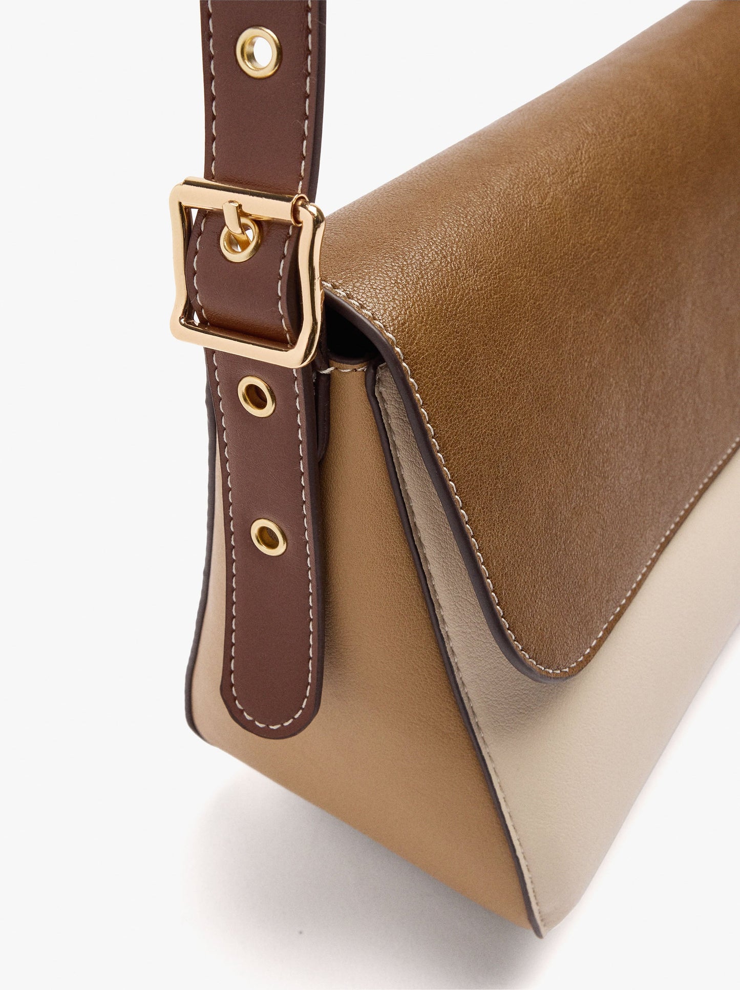 Color Block Crossbody Bag With Flap And Inner Pouch
