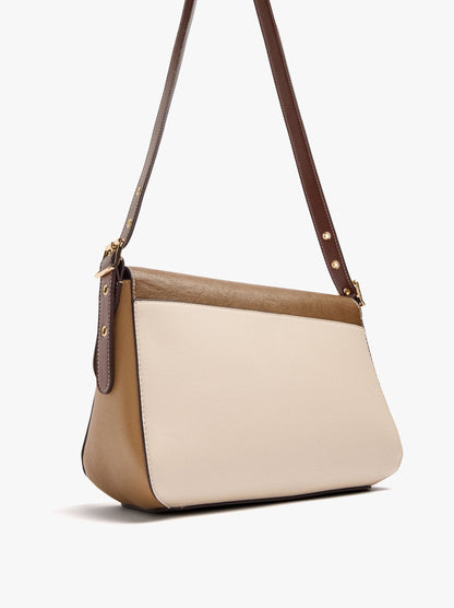 Color Block Crossbody Bag With Flap And Inner Pouch