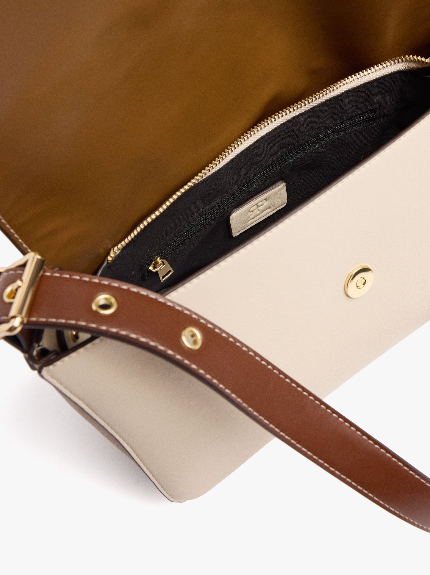 Color Block Crossbody Bag With Flap And Inner Pouch