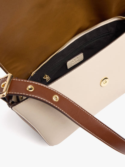 Color Block Crossbody Bag With Flap And Inner Pouch