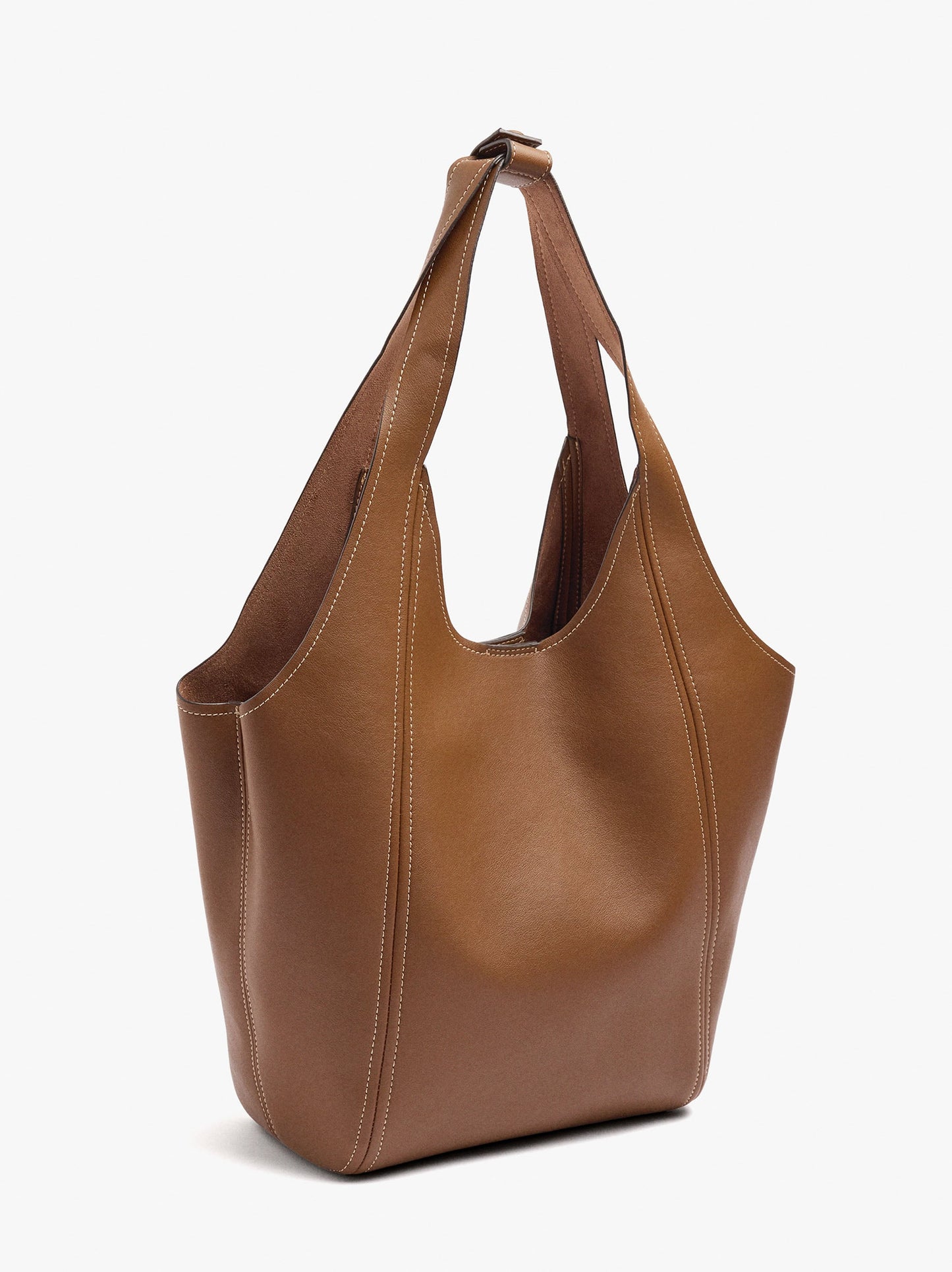 Shopper Bag With Topstitching
