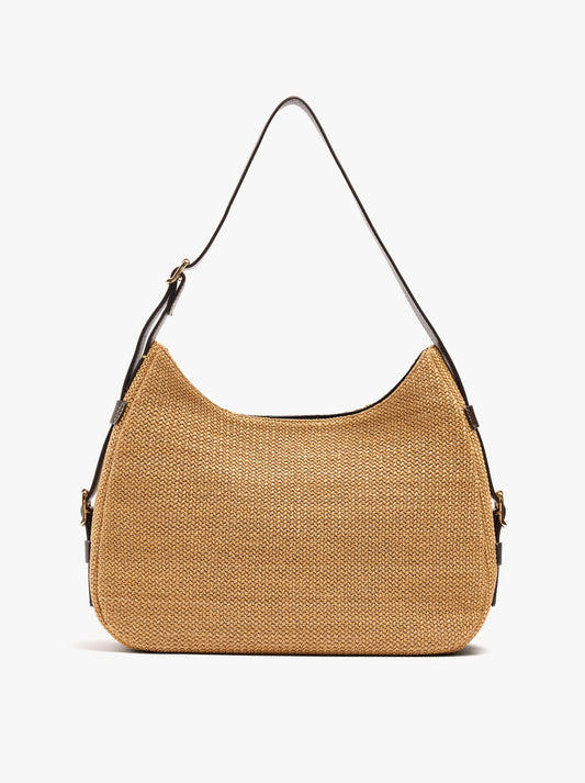 Shoulder Bag With Paper Straw Effect