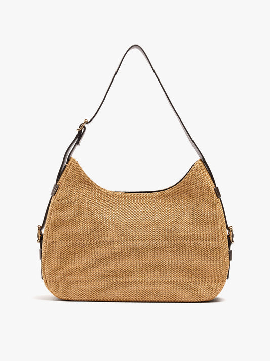 Shoulder Bag With Paper Straw Effect