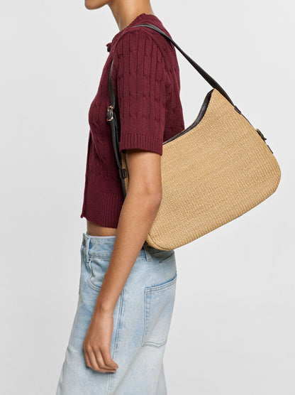 Shoulder Bag With Paper Straw Effect