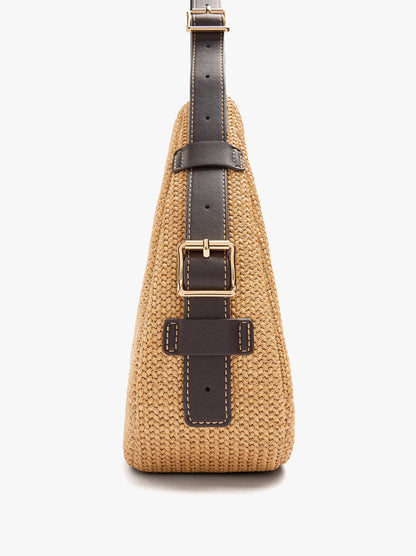 Shoulder Bag With Paper Straw Effect