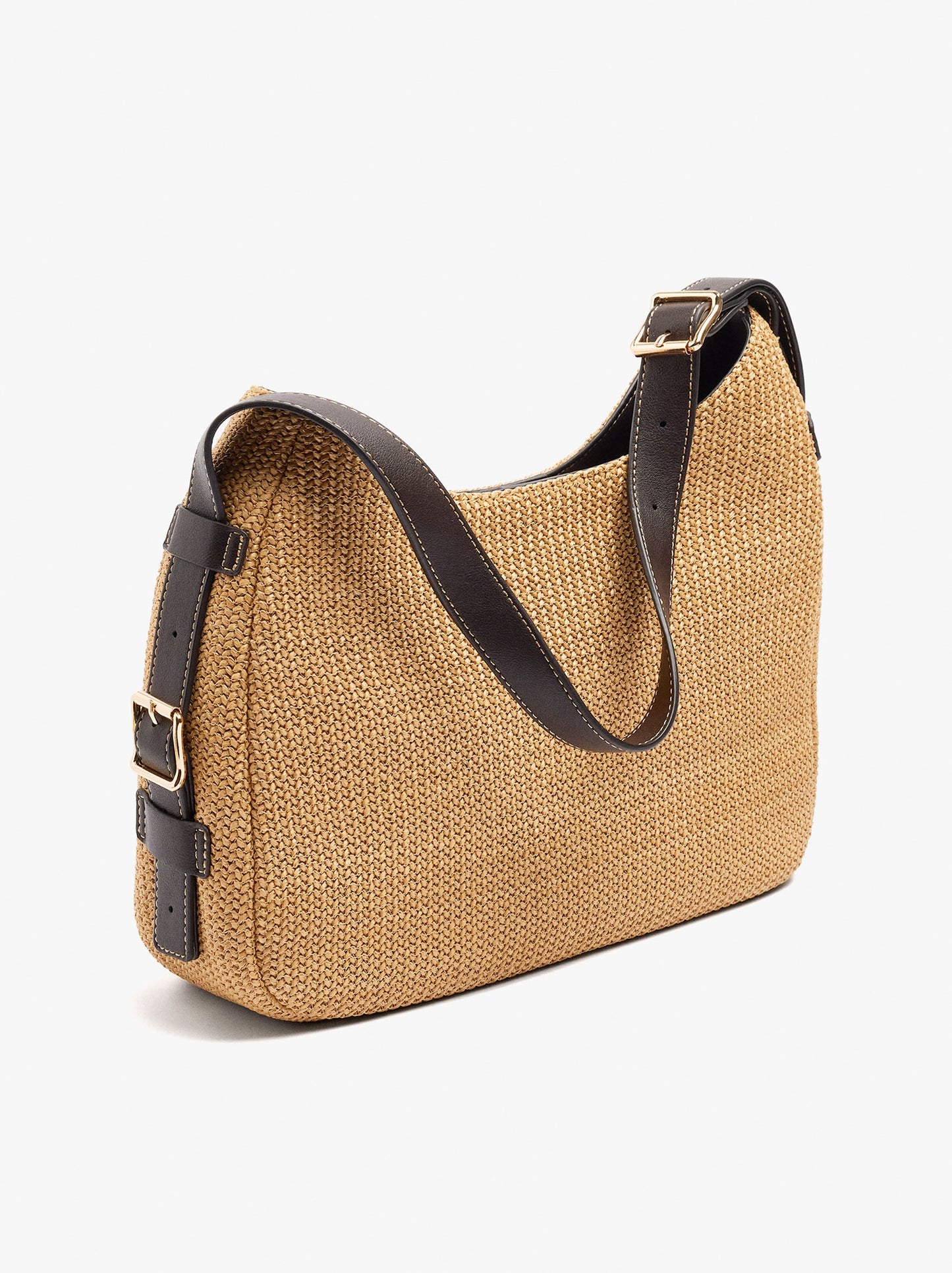 Shoulder Bag With Paper Straw Effect