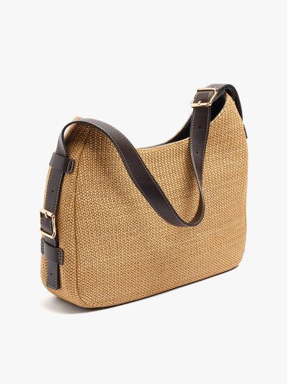 Shoulder Bag With Paper Straw Effect