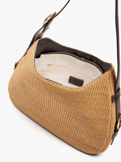 Shoulder Bag With Paper Straw Effect