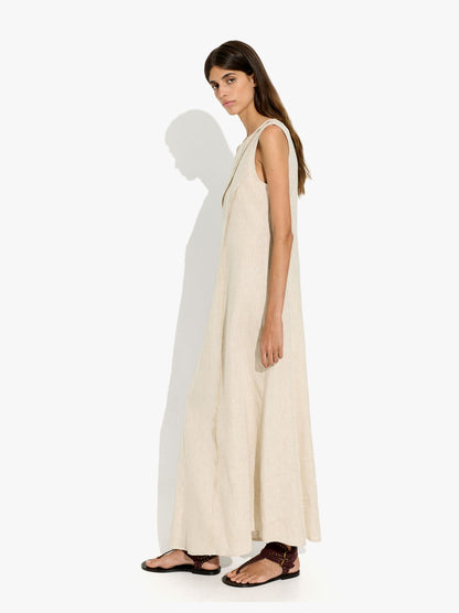 Dress With Diagonal Detail 100% Linen