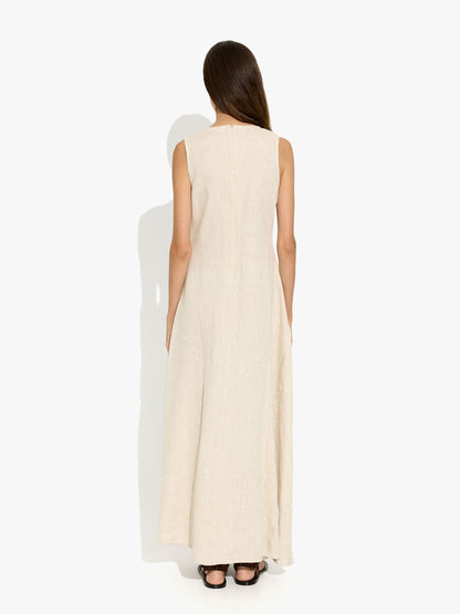 Dress With Diagonal Detail 100% Linen