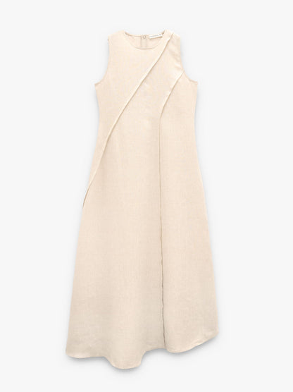 Dress With Diagonal Detail 100% Linen