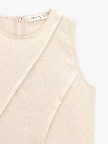 Dress With Diagonal Detail 100% Linen