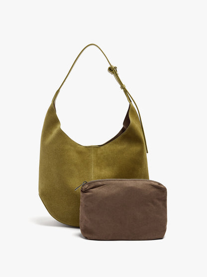 Rounded Leather Bag With Removable Bag