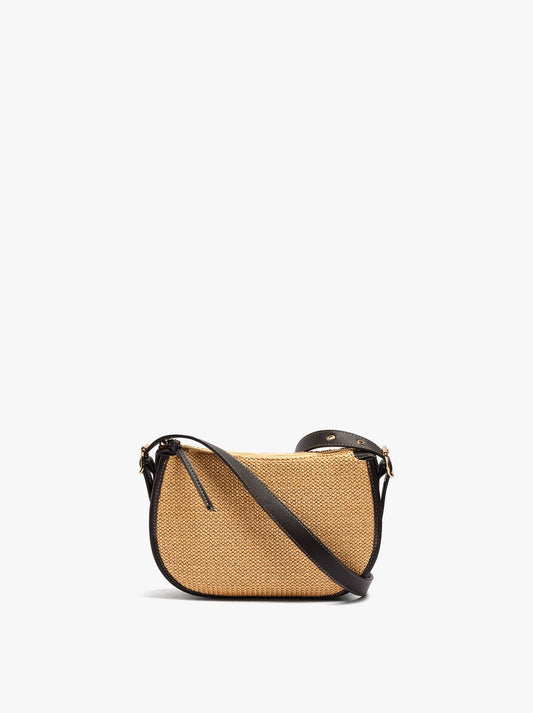 Structured Crossbody Bag With Paper Straw Effect